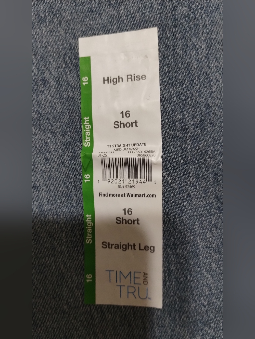 Time and Tru Women's Size 16 Short High-Rise Straight Jeans in Light Blue Denim - Picture 5 of 6